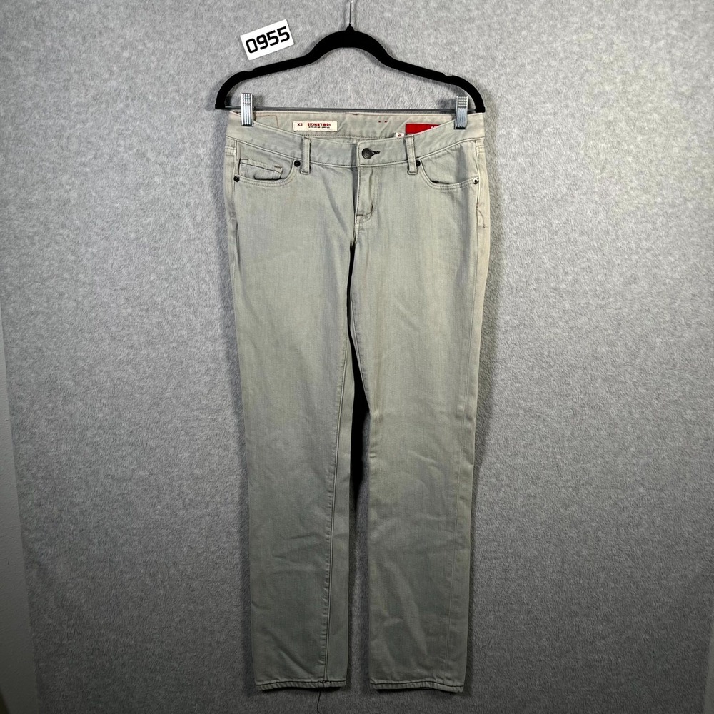 X2 Jeans Womens 6 Tan Denim Cotton Pockets Medium Wash Ultra Low Rise Skinny W01